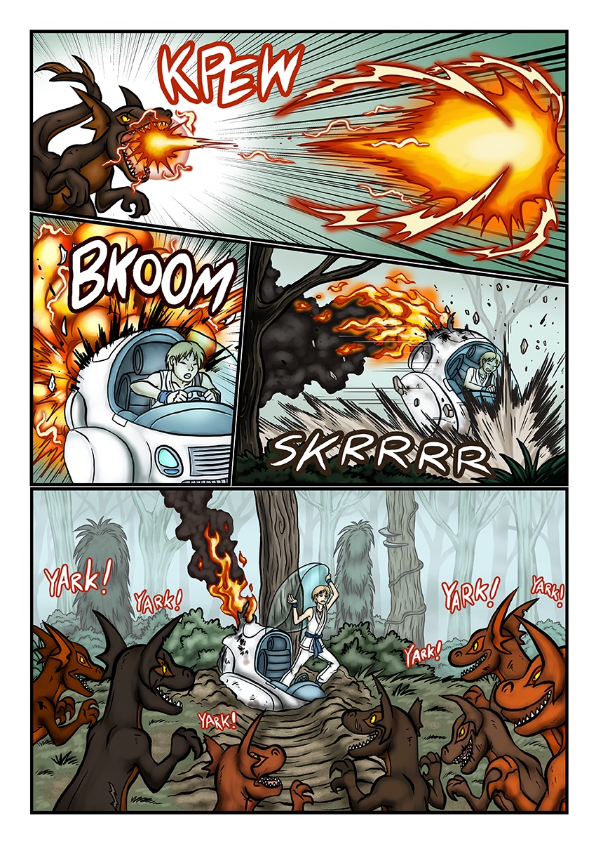 For this page I prettymuch needed to learn how to draw fire on the spot. This comic has been forcing me to try a lot of new things. 